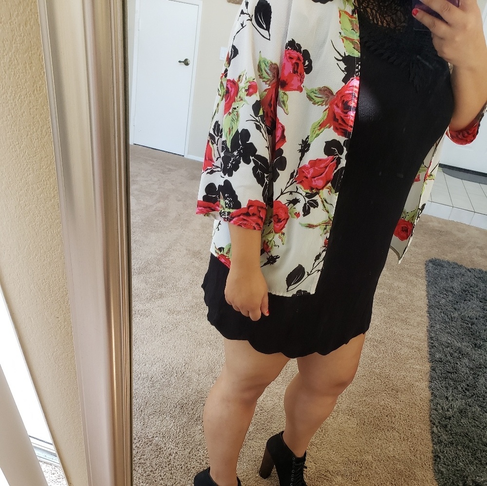 Floral Polyester Cardigan